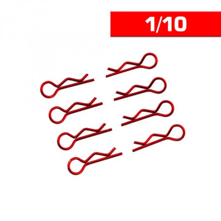 ULTIMATE RACING BODY CLIPS 1/10 L&R RED (8 PCS.)