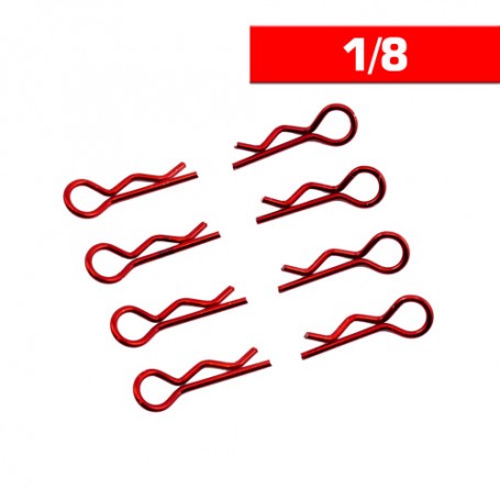 ULTIMATE RACING BODY CLIPS 1/8 L&R RED (8 PCS.)