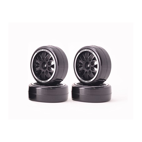 Sweep QTS Low Profile Tires 32deg w/BBS Black Spoke Wheels Pre-glued (4pcs·5colors rings)