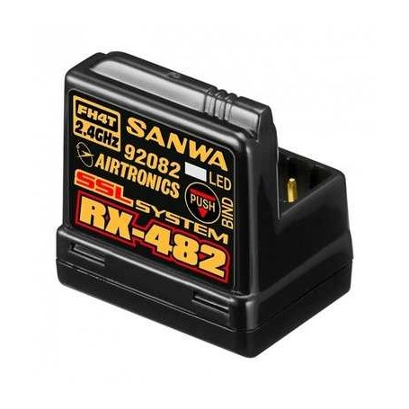 Sanwa RX-482 (2.4GHz, 4-Channel, FHSS-4, SSL) Telemetry Receiver w/Internal Antenna