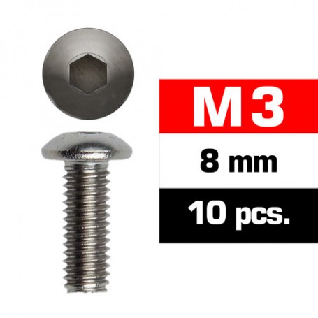 M3X8MM BUTTON HEAD SCREWS (10 PCS)