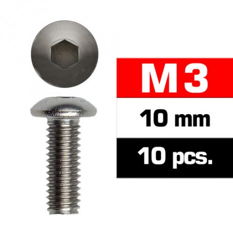 M3X10MM BUTTON HEAD SCREWS (10 PCS)
