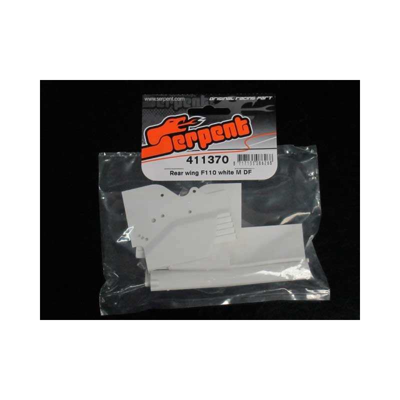 Rear wing F110 white Medium downforce Upper wing angle is adjustable: 30-42-54 degree angle. Rear wing F110 white Medium downforce Upper wing angle is adjustable: 30-42-54 degree angle.