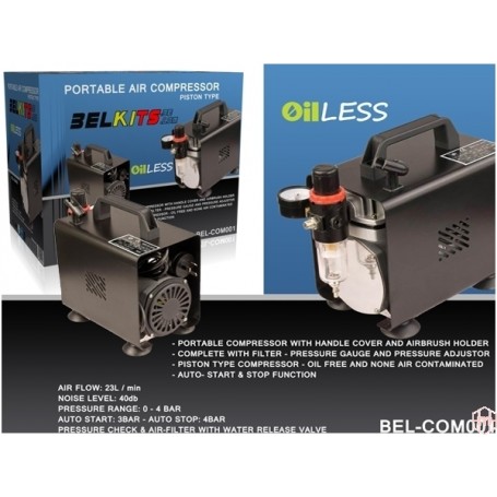 Portable air compressor ideal for airbrushing.