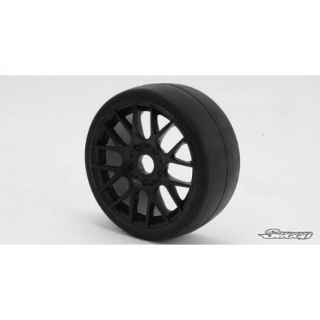 PNEU SWEEP GT 1:8 EXP GT Racing Slick Glued Tires 45Deg. W/Belt (EVO16 Black Wheel)