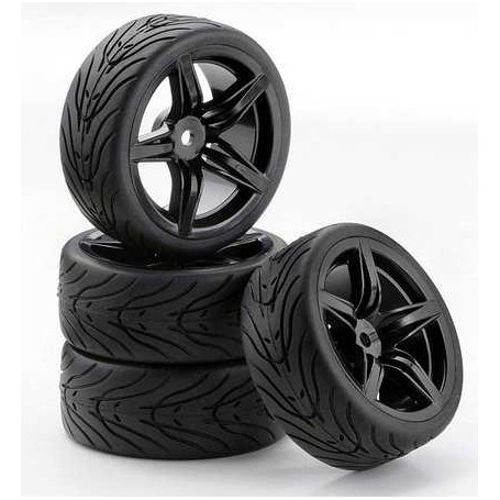 Pneus e Rodas 1:10 SC-Wheel F12 Style black (4)Carso