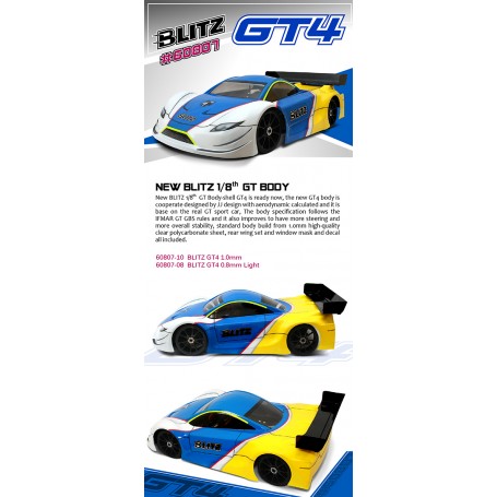 BODY BLITZ 1/8 GT4 (1.0mm) WITH WING (1PCS) 60807-10