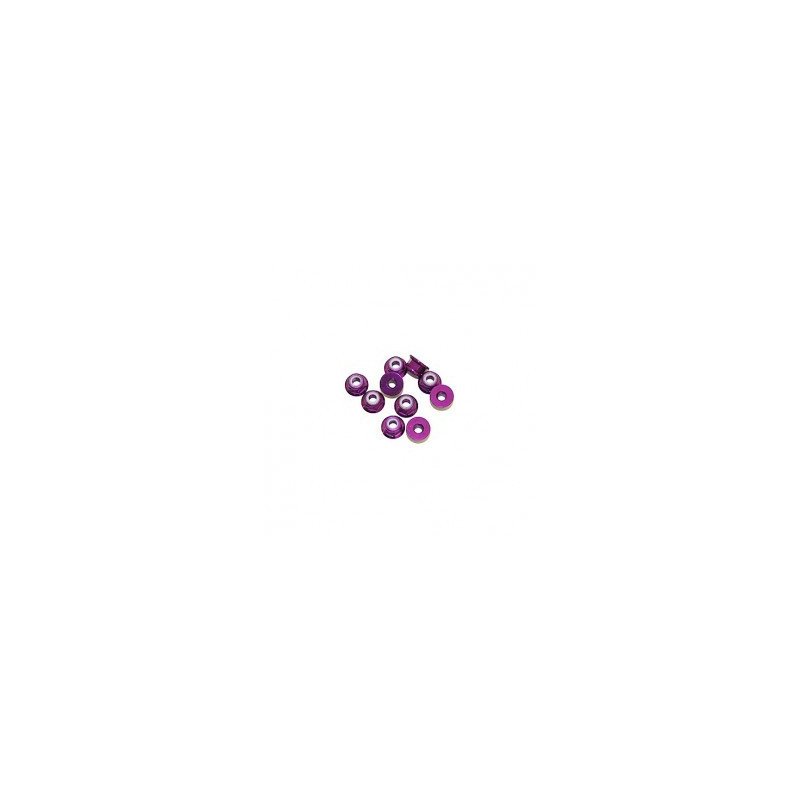 ALU. NYLON NUT W/FLANGED PURPLE 3 MM. (10PCS)