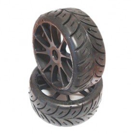 1/8 GT MEDIUM P-MOUNTED ON MULTI SPOKE BLACK WHEEL (2 PCS)
