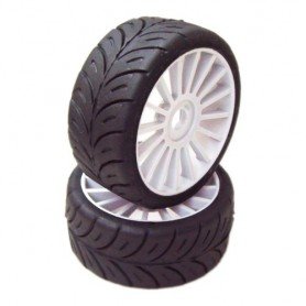PNEU 1/8 GT SPORT SOFT PRE-MOUNTED ON MULTI SPOKE WHITE WHEEL (2 PCS)