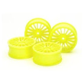 Tamiya 1/10 RC 18-Spoke Wheels Fluorescent Yellow 4 Pcs 54852
