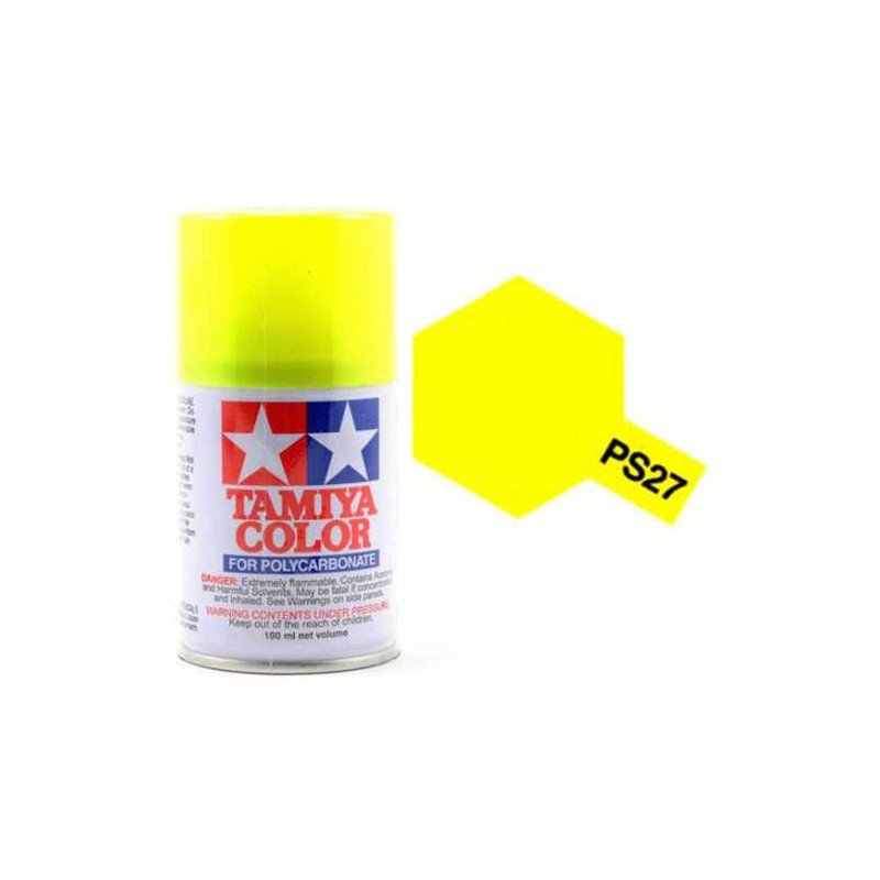 PS-27 FLOURESCENT YELLOW POLICARBONATE SPRAY 100ML TAMIYA