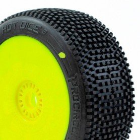 PNEUS HOT DICE V2 BUGGY C3 (MEDIUM) PRE-MOUNTED YELLOW (2PCS.) PCY2003-C3